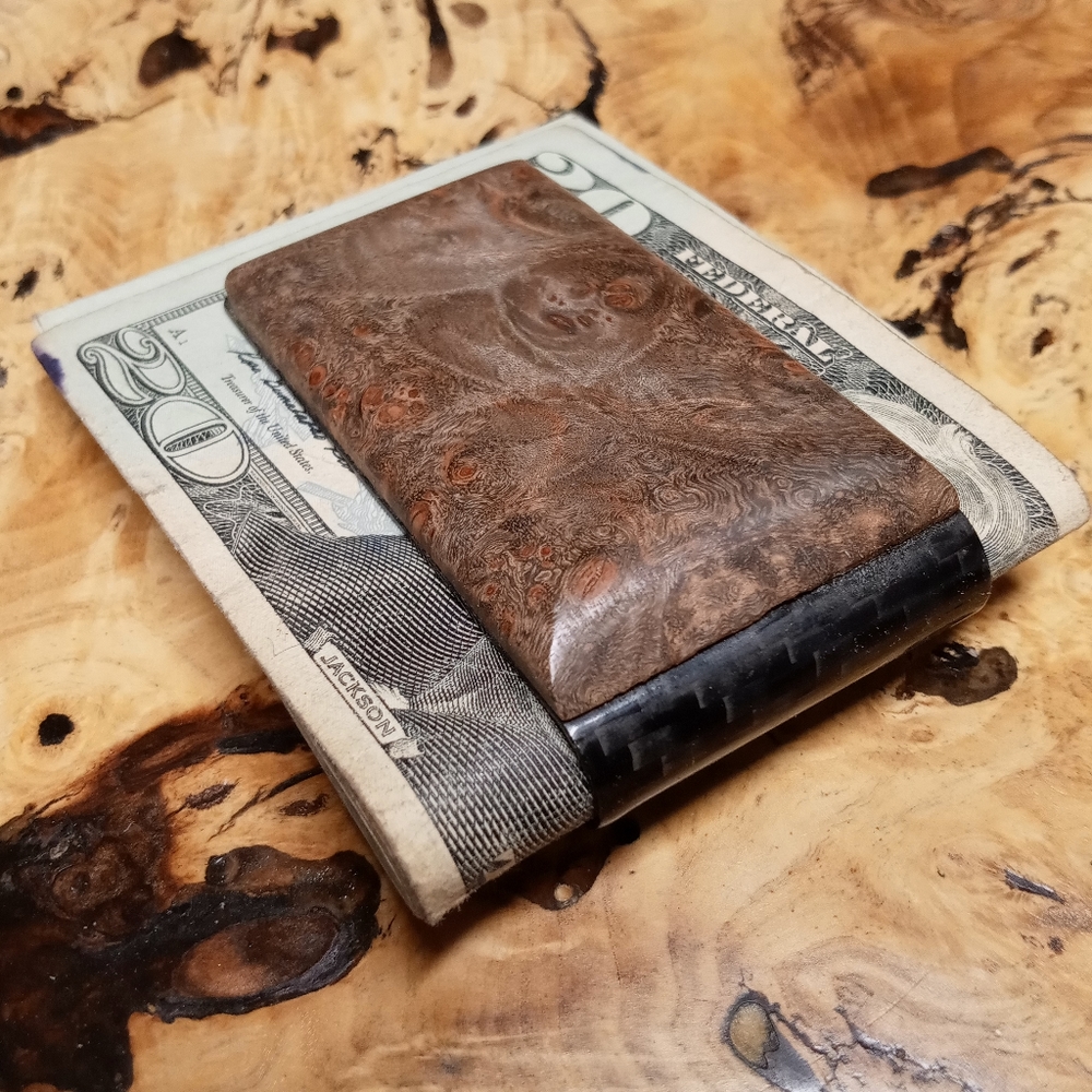 MONEY CLIP Dyed Maple Burl HANDMADE